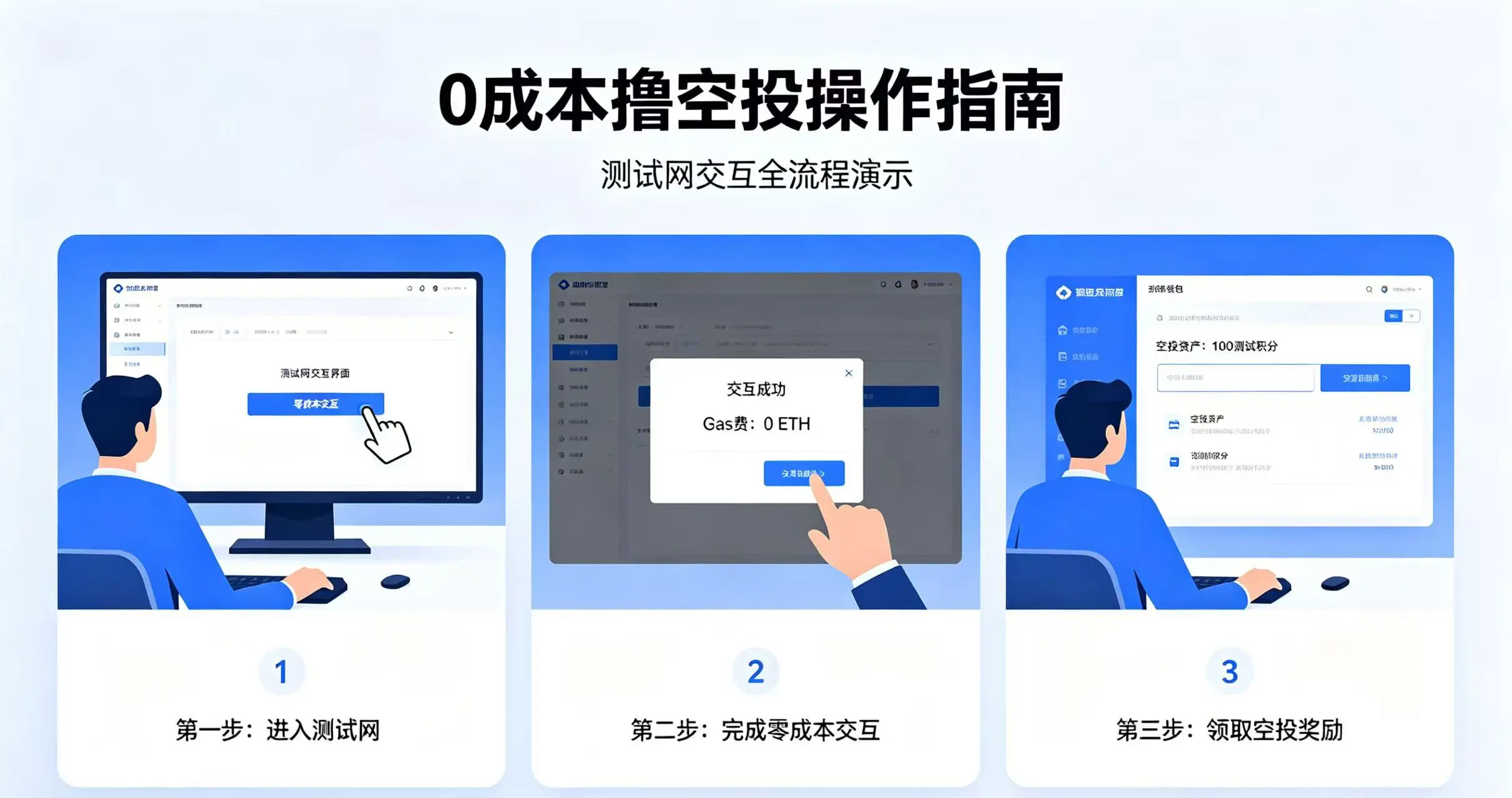 用户在测试网中完成零成本交互的场景