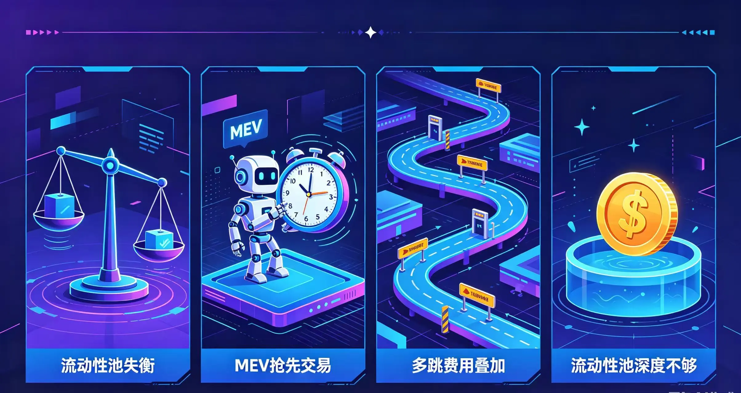  画面分四部分展示滑点来源