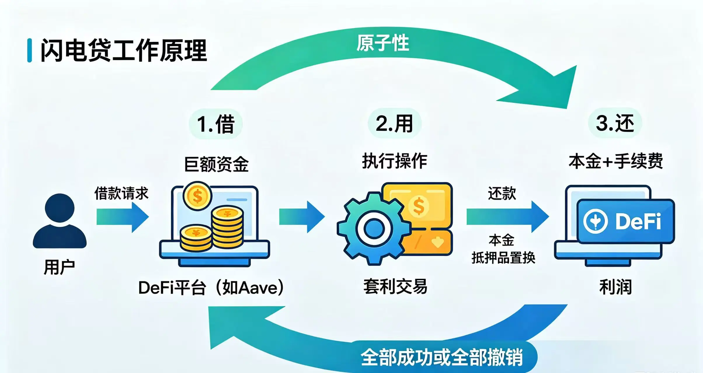 闪电贷 “借→用→还” 的三步原子性流程 闪电贷 “借→用→还” 的三步原子性流程