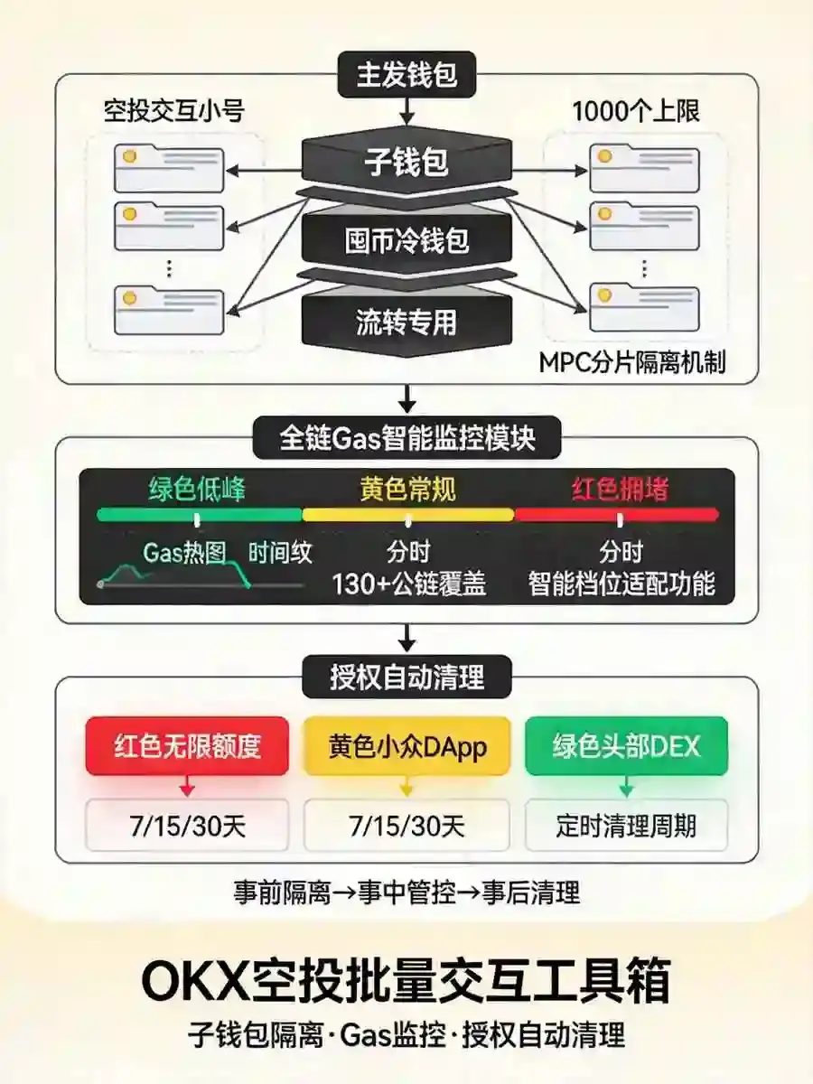 Web3空投批量交互提效工具箱：多子钱包隔离、Gas监控与授权自动清理的机构级工作流实测
